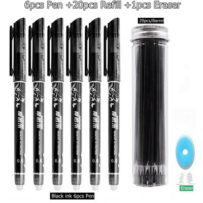 27Pcs/Set Izbrisiva gel olovka Plava tinta 0,5 mm periva drška Kawaii olovke Štapići za punjenje za školske olovke Alat za pisanje Slatki pribor