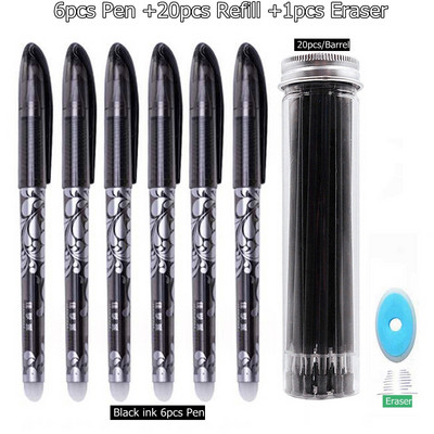 27Pcs/Set Izbrisiva gel olovka Plava tinta 0,5 mm periva drška Kawaii olovke Štapići za punjenje za školske olovke Alat za pisanje Slatki pribor