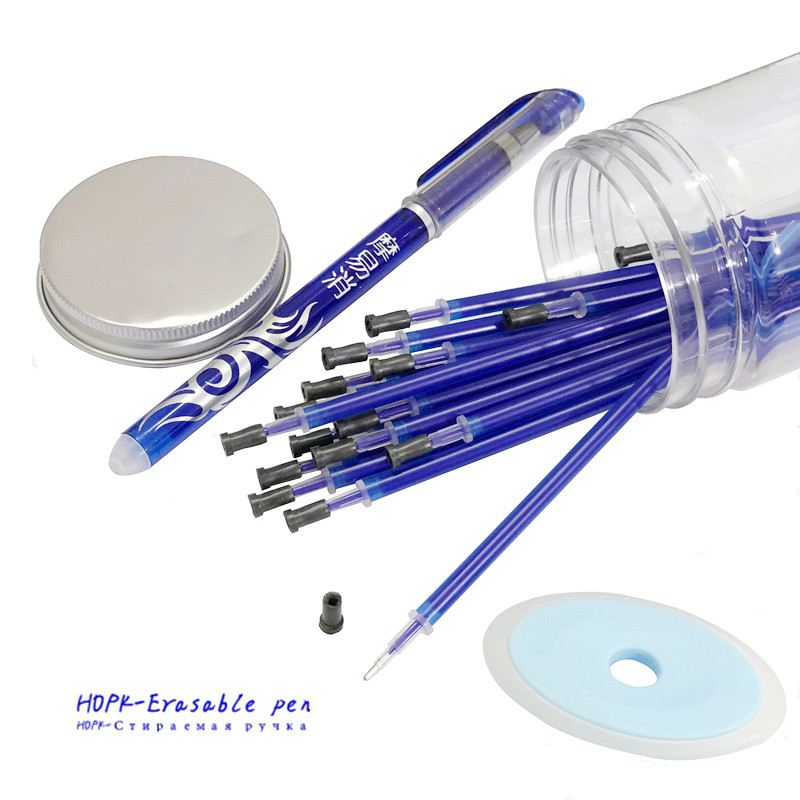27Pcs/Set Izbrisiva gel olovka Plava tinta 0,5 mm periva drška Kawaii olovke Štapići za punjenje za školske olovke Alat za pisanje Slatki pribor