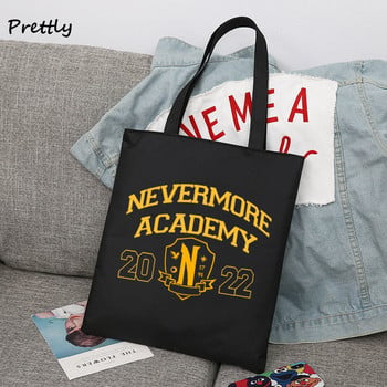 Nevermore Academy Shopping Bags Wednesday Canvas Tote Bag Spooky Goth Shopper Τσάντα ώμου Harajuku Totebag