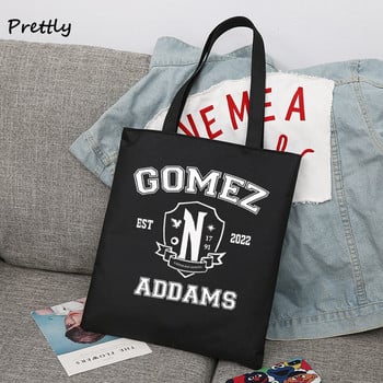 Nevermore Academy Shopping Bags Wednesday Canvas Tote Bag Spooky Goth Shopper Τσάντα ώμου Harajuku Totebag