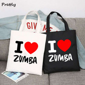 Dámska nákupná taška I Love Zumba Dance cez rameno, ležérna veľká plátená taška, kabelka Y2k s písmenom, módny balíček, taška
