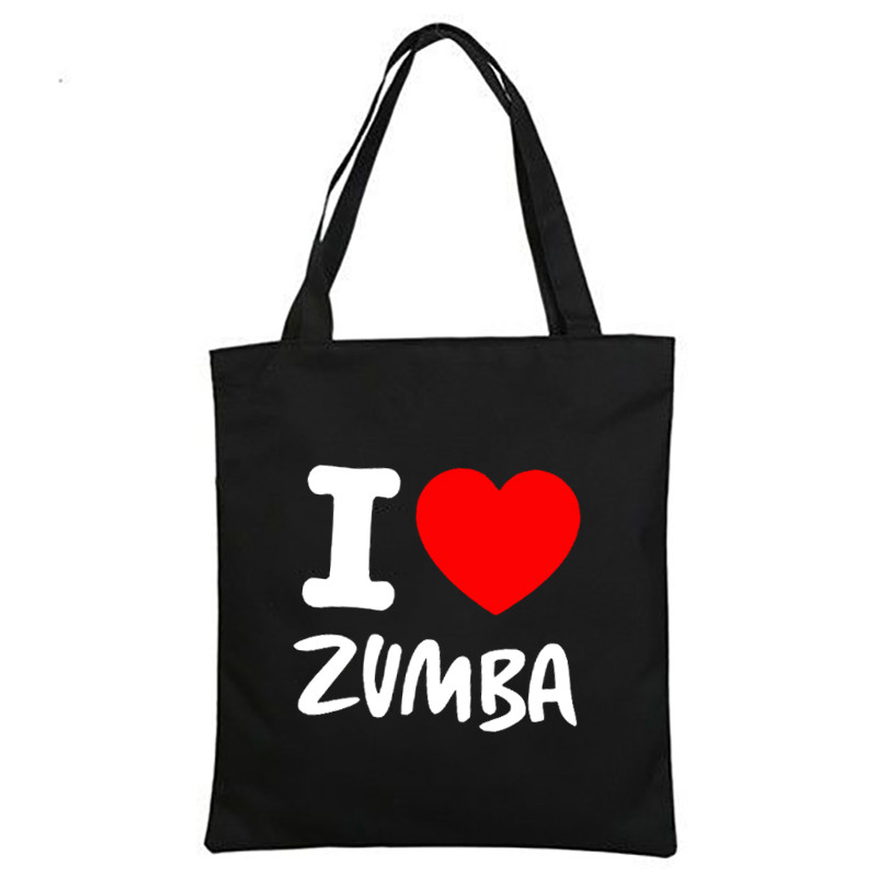 Dámska nákupná taška I Love Zumba Dance cez rameno, ležérna veľká plátená taška, kabelka Y2k s písmenom, módny balíček, taška