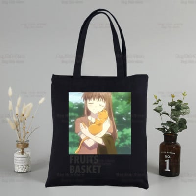 Košara s voćem Japan Anime Kawaii Custom Tote Bag Shopping Cartoon Kyo Sohma Black Putne platnene torbe Eco Shopper Bag