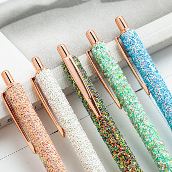 1 τεμάχια Lytwtw\'s Roller Ballpoint Στυλό Rhinestone Luxury Cute Wedding Rose Gold Μεταλλικά επιστολόχαρτα Σχολική προμήθειες γραφείου Spinning