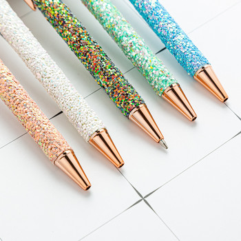 1 τεμάχια Lytwtw\'s Roller Ballpoint Στυλό Rhinestone Luxury Cute Wedding Rose Gold Μεταλλικά επιστολόχαρτα Σχολική προμήθειες γραφείου Spinning