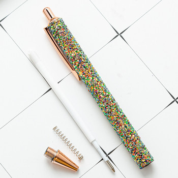 1 τεμάχια Lytwtw\'s Roller Ballpoint Στυλό Rhinestone Luxury Cute Wedding Rose Gold Μεταλλικά επιστολόχαρτα Σχολική προμήθειες γραφείου Spinning