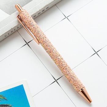 1 τεμάχια Lytwtw\'s Roller Ballpoint Στυλό Rhinestone Luxury Cute Wedding Rose Gold Μεταλλικά επιστολόχαρτα Σχολική προμήθειες γραφείου Spinning