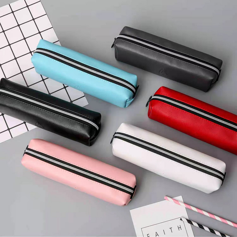 Kandiline pliiatsiümbris Nahast pliiatsikott Vintage retro tõmblukuga pliiatsiümbris kirjatarvete kotid õpilaste kontoritarvete jaoks