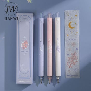 JIANWU 3 τεμ./Σετ Cute Cherry Blossom Gel στυλό 0,5 χιλιοστών Μαύρο ροζ μελάνι Τύπου Ballpoint Στυλό για φοιτητικές εξετάσεις Είδη γραφής Χαρτικά