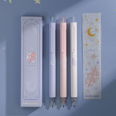 JIANWU 3 kom/set slatka gel olovka s trešnjinim cvijetom 0,5 mm crna ružičasta tinta za prešanje kemijske olovke za studentski ispit Pribor za pisanje Pribor