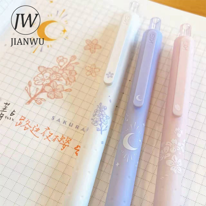 JIANWU 3 kom/set slatka gel olovka s trešnjinim cvijetom 0,5 mm crna ružičasta tinta za prešanje kemijske olovke za studentski ispit Pribor za pisanje Pribor