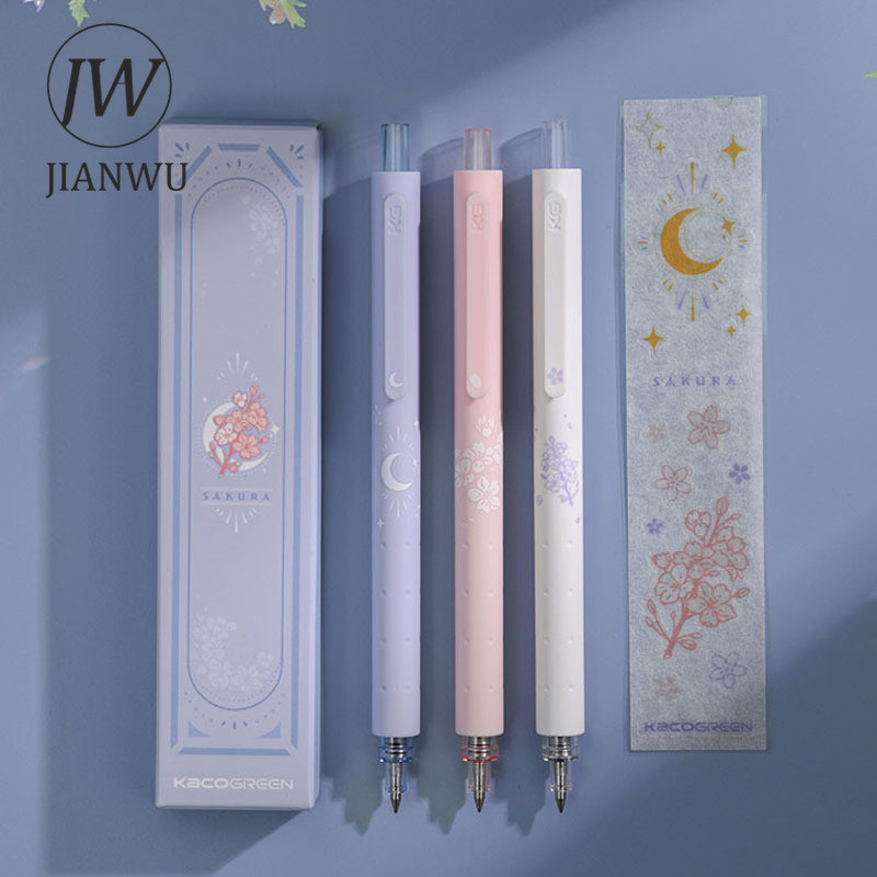 JIANWU 3 kom/set slatka gel olovka s trešnjinim cvijetom 0,5 mm crna ružičasta tinta za prešanje kemijske olovke za studentski ispit Pribor za pisanje Pribor