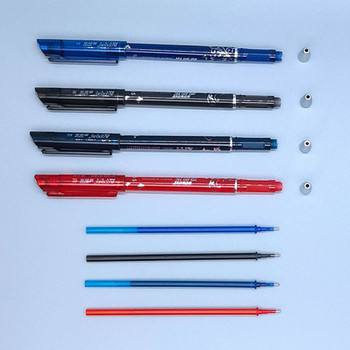 DELVTCH 10 бр. Комплект изтриваема писалка 0,5 mm Гелова писалка с мастило Писалка с накрайник на иглата Пръчка за пълнене 4 цвята Office School Student Писане Картина Канцеларски материали