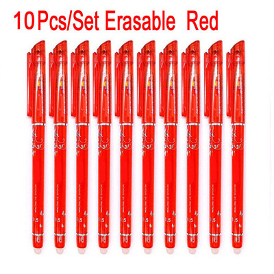 DELVTCH Set od 10 komada Izbrisiva olovka 0,5 mm olovka s gel tintom, vrh igle, šipka za punjenje, 4 boje, ured, škola, pisanje, slikanje, pisac