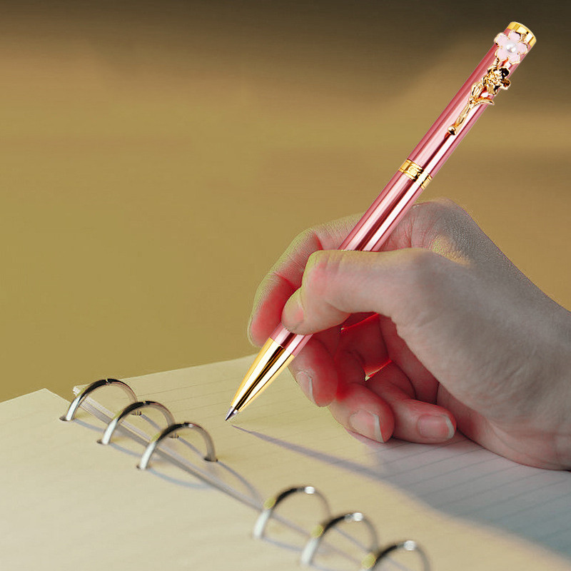 Nova modna olovka Pearl Peach Blossom Pen Poslovna uredska olovka za natpise Veleprodajna reklamna metalna kemijska olovka Prilagođeni logotip Studentski dar