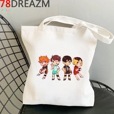 Haikyuu torba za kupovinu pamučna vrećica za višekratnu upotrebu shopper bolsa torba od jute torba tkanina reciclaje sac toile