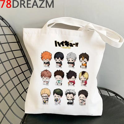 Haikyuu torba za kupovinu pamučna vrećica za višekratnu upotrebu shopper bolsa torba od jute torba tkanina reciclaje sac toile