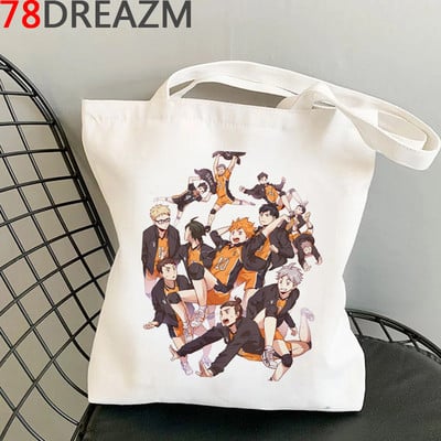 Haikyuu torba za kupovinu pamučna vrećica za višekratnu upotrebu shopper bolsa torba od jute torba tkanina reciclaje sac toile