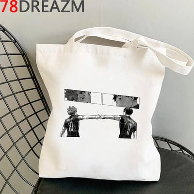 Haikyuu torba za kupovinu pamučna vrećica za višekratnu upotrebu shopper bolsa torba od jute torba tkanina reciclaje sac toile