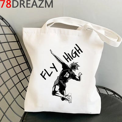 Haikyuu torba za kupovinu pamučna vrećica za višekratnu upotrebu shopper bolsa torba od jute torba tkanina reciclaje sac toile