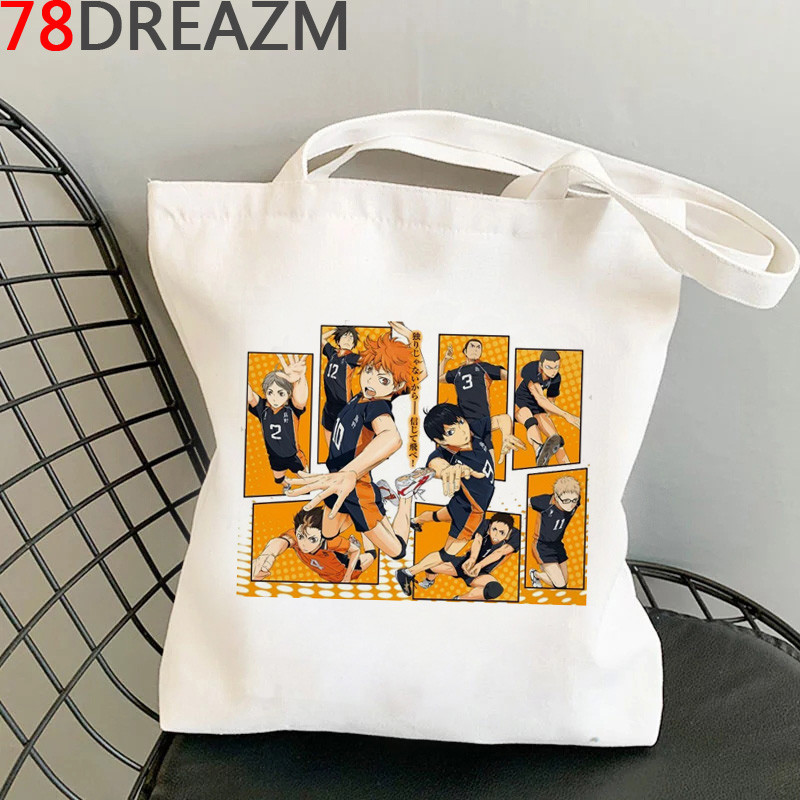 Haikyuu torba za kupovinu pamučna vrećica za višekratnu upotrebu shopper bolsa torba od jute torba tkanina reciclaje sac toile
