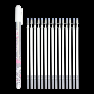 Set stilou + reîncărcare stilou gel umplutură cu evidențiere Culoare albă, reumplere strălucitoare, markere de pictură, pix pentru desen, rechizite școlare multifuncționale