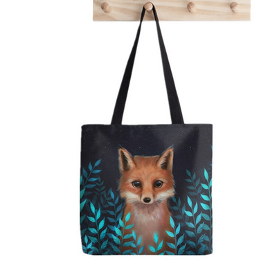 2021 Shopper Fox Tote Bag Kreativitás Nyomtatás Csomagtartó női Harajuku vásárló kézitáska lány Vállas bevásárlótáska Lady Canvas Bag