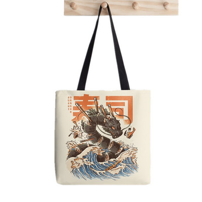 2021 Shopper Fox velika torba Kreativnost Print torba ženska Harajuku shopper torba djevojka Torba za kupovinu na rame Ženska platnena torba