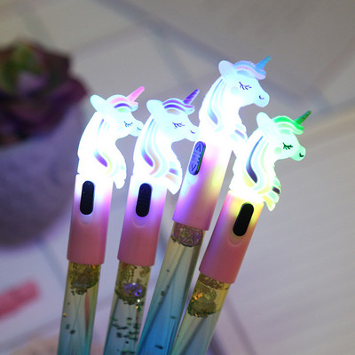 1 tk Creative Cartoon Unicorn Light pliiats Armas helendav pastapliiats õpilaste kirjatarbed 0,5 mm kirjutusvahend koolitarbed