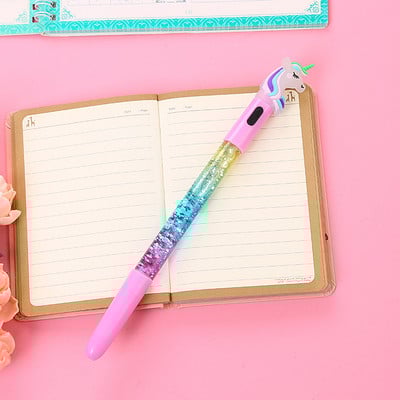 1 kom. Kreativna svjetleća olovka s crtanim jednorogom, slatka svjetleća kemijska olovka, pribor za studente, 0,5 mm, alat za pisanje, školski pribor