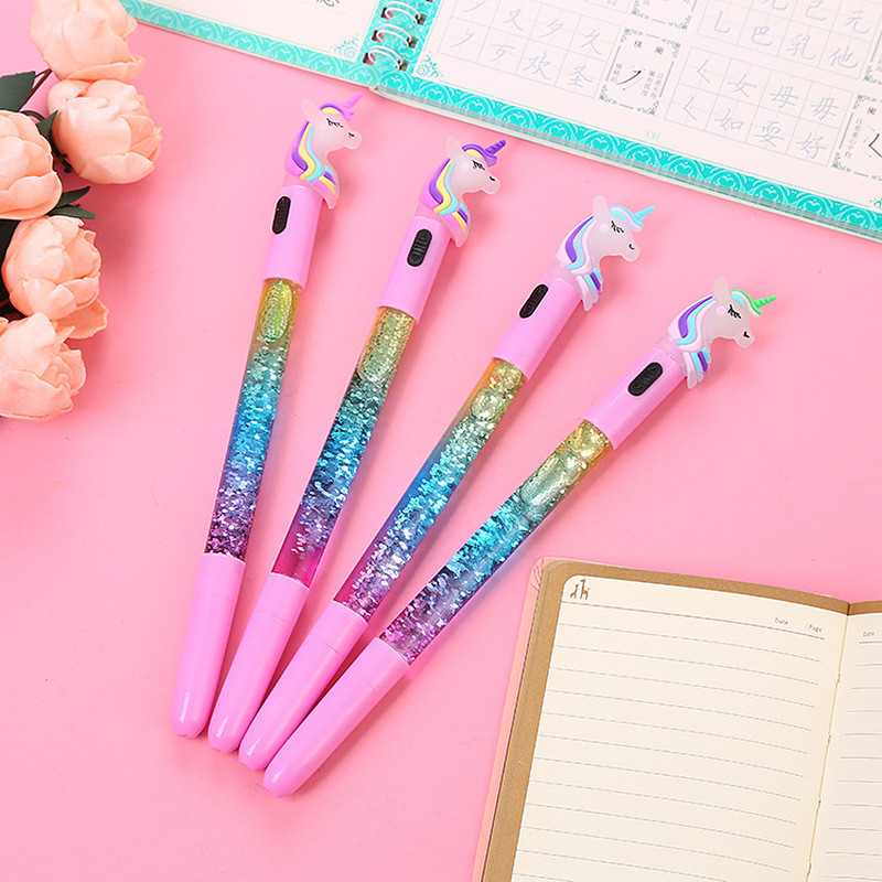 1 kom. Kreativna svjetleća olovka s crtanim jednorogom, slatka svjetleća kemijska olovka, pribor za studente, 0,5 mm, alat za pisanje, školski pribor