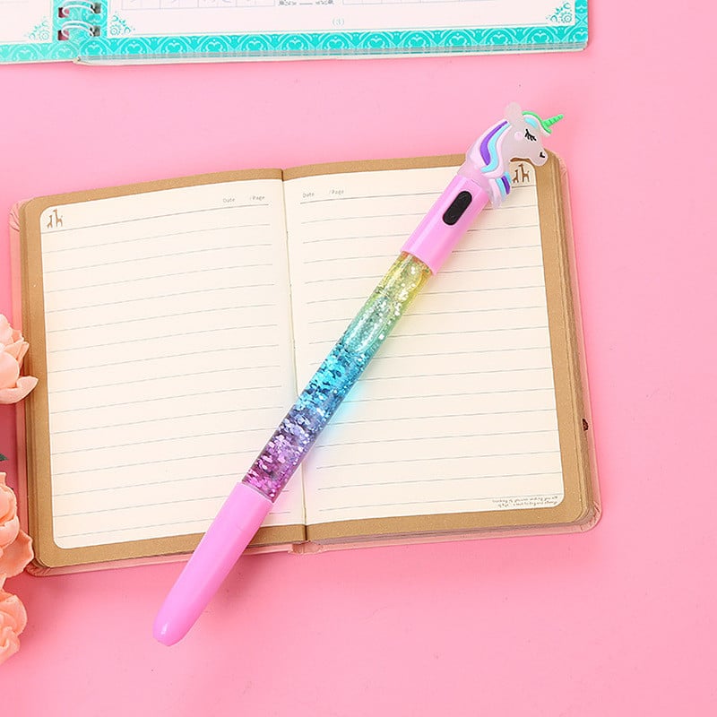1 kom. Kreativna svjetleća olovka s crtanim jednorogom, slatka svjetleća kemijska olovka, pribor za studente, 0,5 mm, alat za pisanje, školski pribor