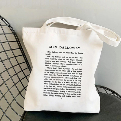 Geantă tote cu imprimeu Mrs Dalloway de înaltă rezoluție pentru cumpărători femei Harajuku geantă pentru cumpărături fată Geantă de cumpărături de umăr Geanta de pânză Lady