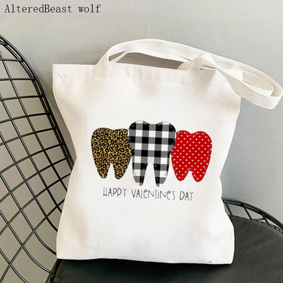 Γυναικεία τσάντα αγοραστή Οδοντόβουρτσα ομάδας Kawaii Bag Harajuku Shopping Canvas Shopper Shopping girl Christmas Tote Shoulder Lady Bag