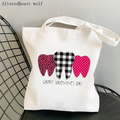 Γυναικεία τσάντα αγοραστή Οδοντόβουρτσα ομάδας Kawaii Bag Harajuku Shopping Canvas Shopper Shopping girl Christmas Tote Shoulder Lady Bag