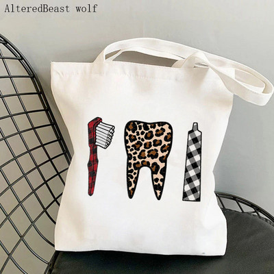Γυναικεία τσάντα αγοραστή Οδοντόβουρτσα ομάδας Kawaii Bag Harajuku Shopping Canvas Shopper Shopping girl Christmas Tote Shoulder Lady Bag