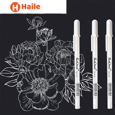 Haile 2/4db/készlet 0,6 mm-es nagy kapacitású, finom hegyű fehér tinta gél toll kiemelő jelölőtoll vázlatrajz rajz képregény írószer