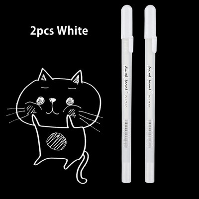 Haile 2/4kom/Set 0,6 mm, gel olovka s bijelom tintom velikog kapaciteta, olovka s bijelom tintom, marker za označavanje, skiciranje, crtanje, komična umjetnička dopisnica