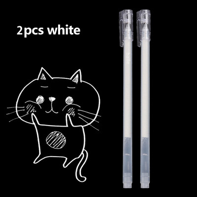 Haile 2/4kom/Set 0,6 mm, gel olovka s bijelom tintom velikog kapaciteta, olovka s bijelom tintom, marker za označavanje, skiciranje, crtanje, komična umjetnička dopisnica