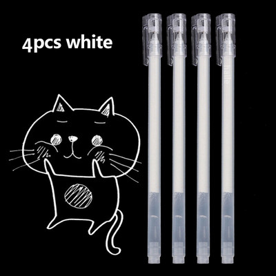 Haile 2/4kom/Set 0,6 mm, gel olovka s bijelom tintom velikog kapaciteta, olovka s bijelom tintom, marker za označavanje, skiciranje, crtanje, komična umjetnička dopisnica