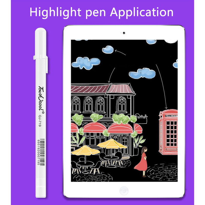 Haile 2/4kom/Set 0,6 mm, gel olovka s bijelom tintom velikog kapaciteta, olovka s bijelom tintom, marker za označavanje, skiciranje, crtanje, komična umjetnička dopisnica