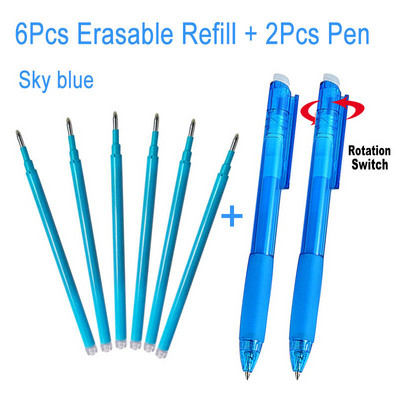 6+2 τεμάχια/Σετ 0,7mm Σβώσιμο τζελ Στυλό Ανταλλακτικό Σχολικό Αξεσουάρ Γραφείου Μπλε Μαύρο Κόκκινο Χρώμα Γραφικής γραφής Πλένεται Λαβή