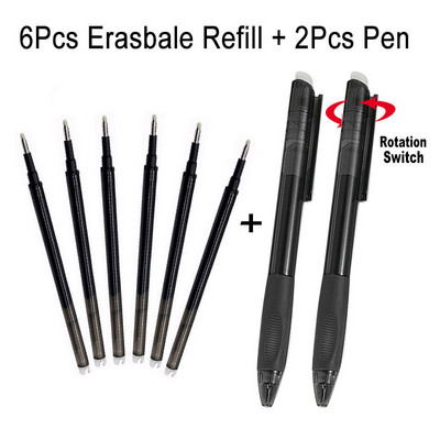 6+2 τεμάχια/Σετ 0,7mm Σβώσιμο τζελ Στυλό Ανταλλακτικό Σχολικό Αξεσουάρ Γραφείου Μπλε Μαύρο Κόκκινο Χρώμα Γραφικής γραφής Πλένεται Λαβή