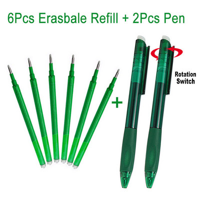 6+2 τεμάχια/Σετ 0,7mm Σβώσιμο τζελ Στυλό Ανταλλακτικό Σχολικό Αξεσουάρ Γραφείου Μπλε Μαύρο Κόκκινο Χρώμα Γραφικής γραφής Πλένεται Λαβή