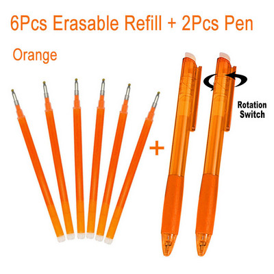 6+2 τεμάχια/Σετ 0,7mm Σβώσιμο τζελ Στυλό Ανταλλακτικό Σχολικό Αξεσουάρ Γραφείου Μπλε Μαύρο Κόκκινο Χρώμα Γραφικής γραφής Πλένεται Λαβή