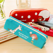 Drăguț păr creț Pula Girl Caseta de creion Canvas Pen Geantă de papetărie pentru fete Cadou Rechizite școlare de birou Escolar Canetas