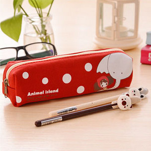 Drăguț păr creț Pula Girl Caseta de creion Canvas Pen Geantă de papetărie pentru fete Cadou Rechizite școlare de birou Escolar Canetas