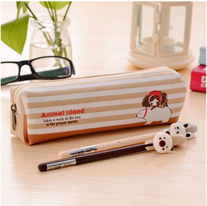 Drăguț păr creț Pula Girl Caseta de creion Canvas Pen Geantă de papetărie pentru fete Cadou Rechizite școlare de birou Escolar Canetas