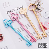 10 buc. stilou cu logo personalizat cu laser pentru semnătură, stilou cu cheie creativ, retro, cu gel, rechizite de birou, articole de papetărie, pixuri cadou